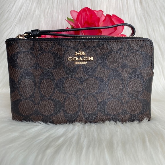 Coach Women’s Large Corner Zip Wristlet In Signature Canvas - Picture 6 of 16